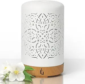 Earnest Living Smart WiFi Essential Oil Diffuser White Ceramic Diffuser 250 ml with Alexa Google Home App Phone Control LED and Auto Off Office Humidifier Aromatherapy Diffusers for Essential Oils
