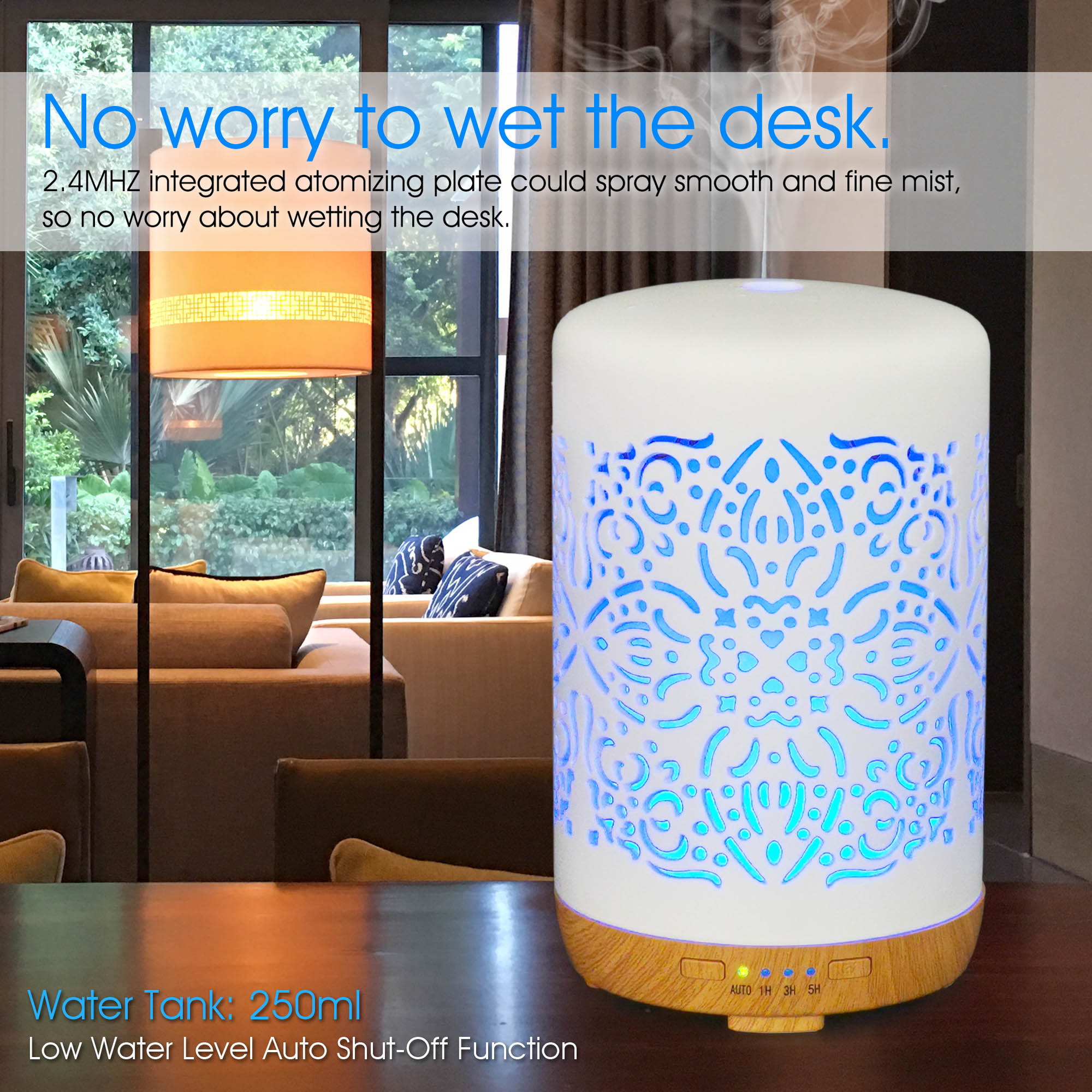 Earnest Living Essential Oil Diffuser White Ceramic Diffuser 250 ml Timers Night Lights and Auto Off Function Home Office Humidifier Ultrasonic Aromatherapy Diffusers for Essential Oils (Copy)