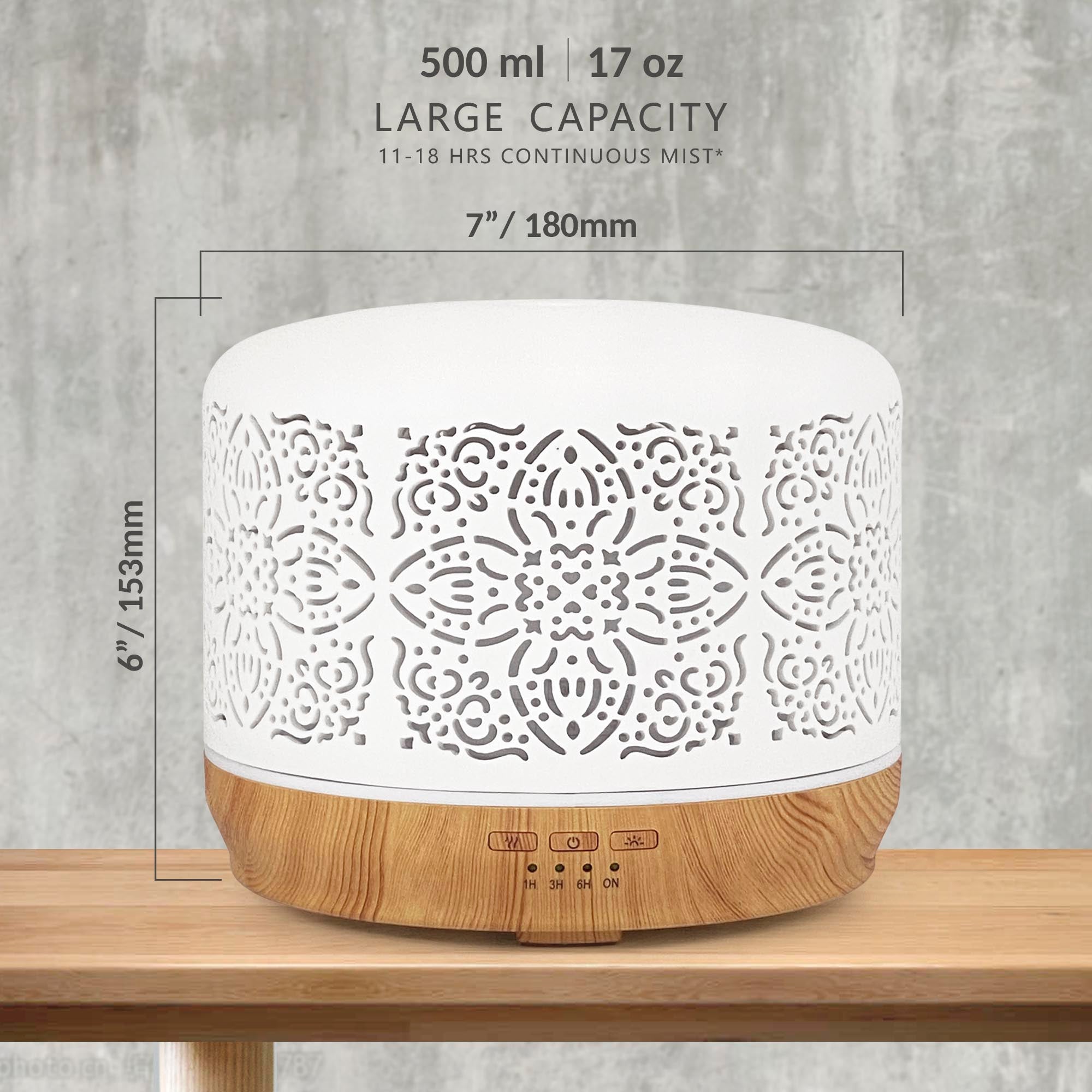 Earnest Living Essential Oil Diffuser White Ceramic Diffuser 500ml Timers Night Lights and Auto Off Function Home Office Humidifier Ultrasonic Aromatherapy Diffusers for Essential Oils (Copy) (Copy)
