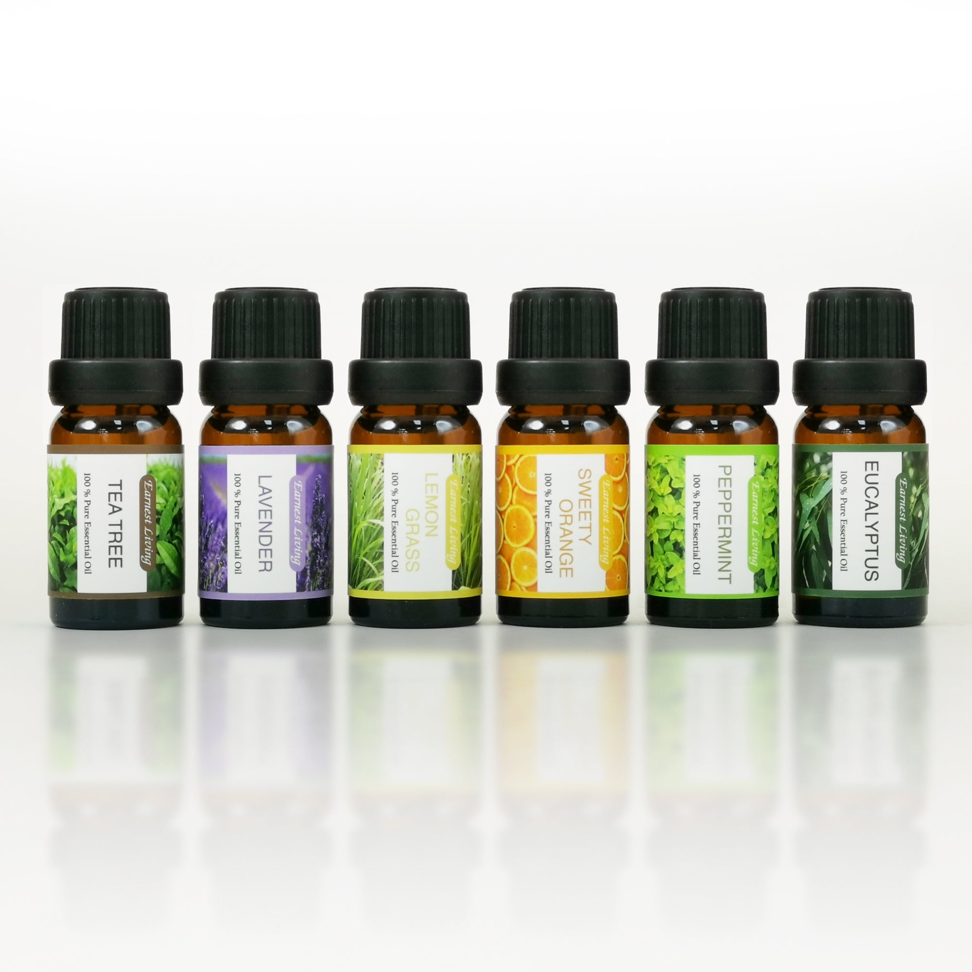 Earnest Living Tea Tree Oil Peppermint Oil Lavender Oil Essential Oil Set for Diffusers for Home Oil Diffuser Essential Oils Eucalyptus Essential Oil