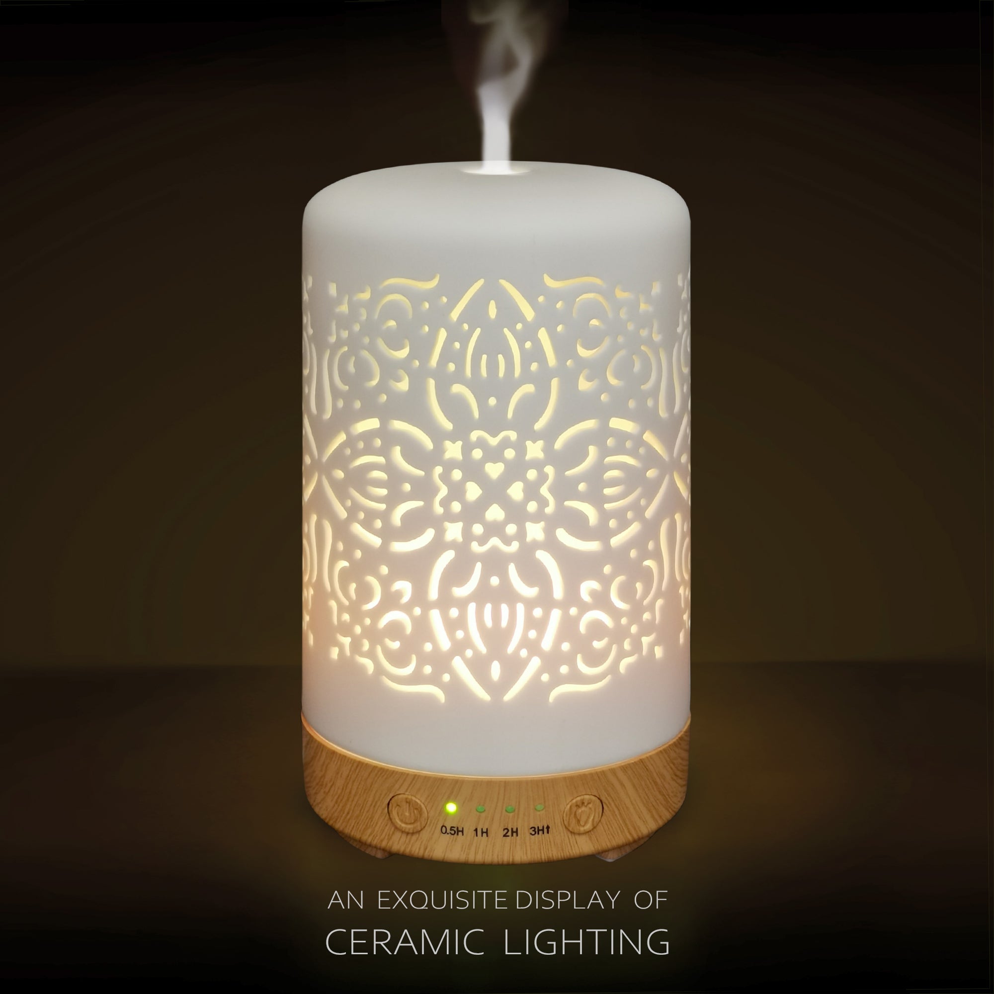 Earnest Living Essential Oil Diffuser White Ceramic Diffuser 100 ml Timers Night Lights and Auto Off Function Home Office Humidifier Ultrasonic Aromatherapy Diffusers for Essential Oils