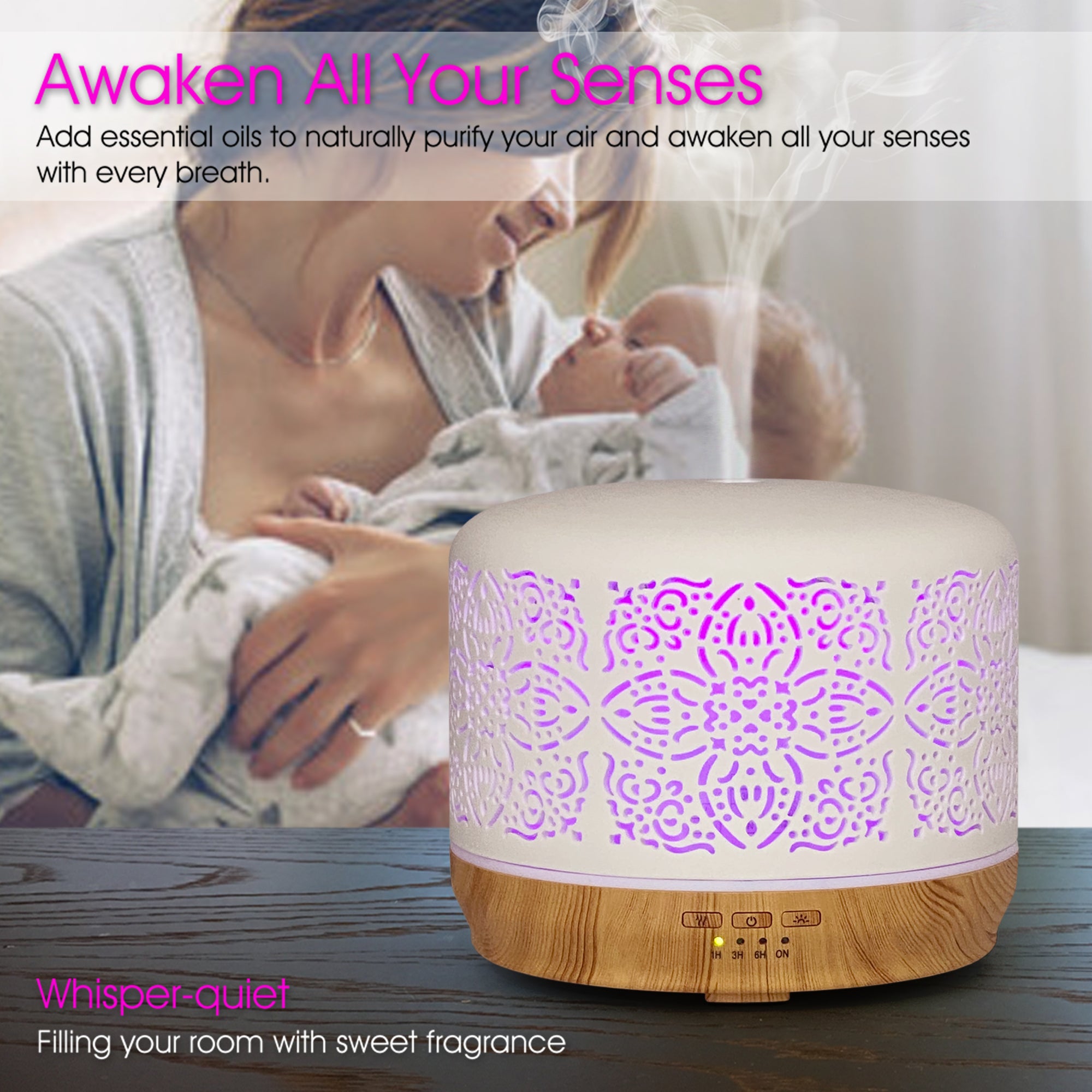Earnest Living Essential Oil Diffuser White Ceramic Diffuser 500ml Timers Night Lights and Auto Off Function Home Office Humidifier Ultrasonic Aromatherapy Diffusers for Essential Oils (Copy) (Copy)