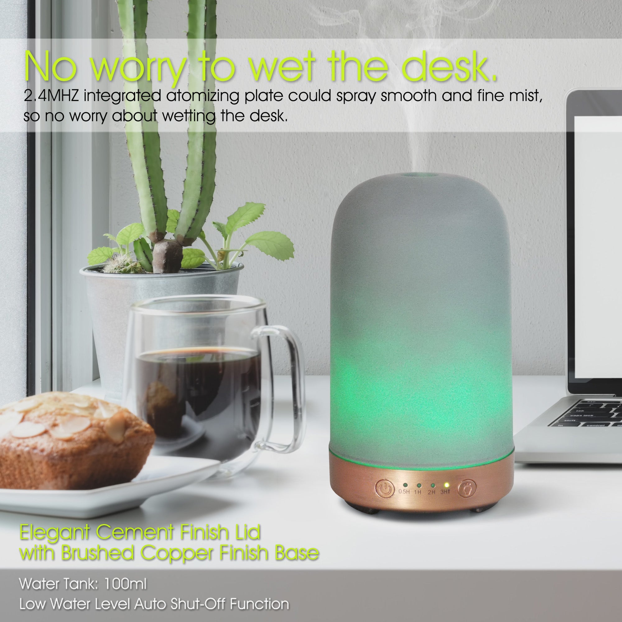 Earnest Living Essential Oil Diffuser Glass Diffuser 100 ml Timers Night Lights and Auto Off Function Home Office Humidifier Ultrasonic Aromatherapy Diffusers for Essential Oils (Copy)