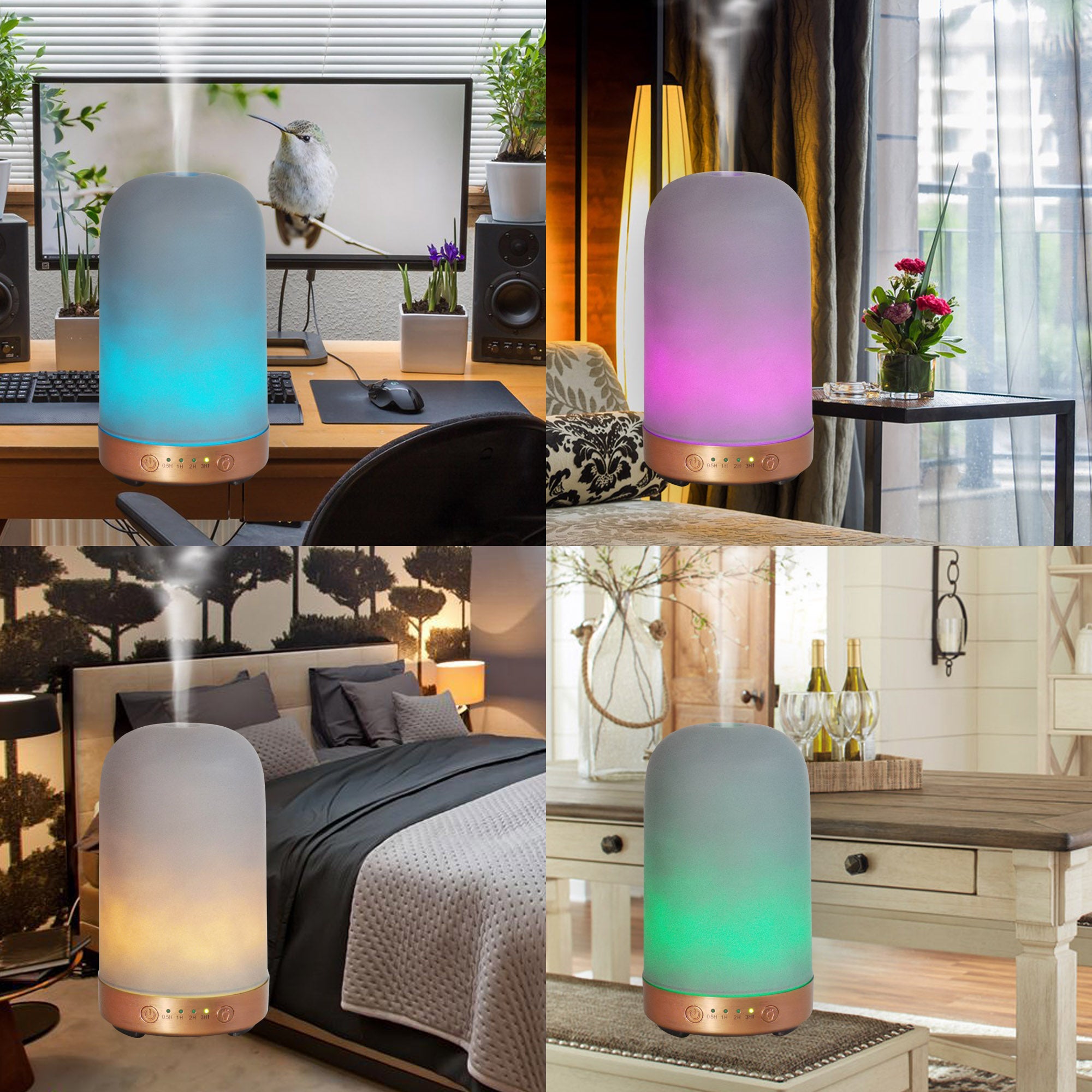 Earnest Living Essential Oil Diffuser Glass Diffuser 100 ml Timers Night Lights and Auto Off Function Home Office Humidifier Ultrasonic Aromatherapy Diffusers for Essential Oils (Copy)