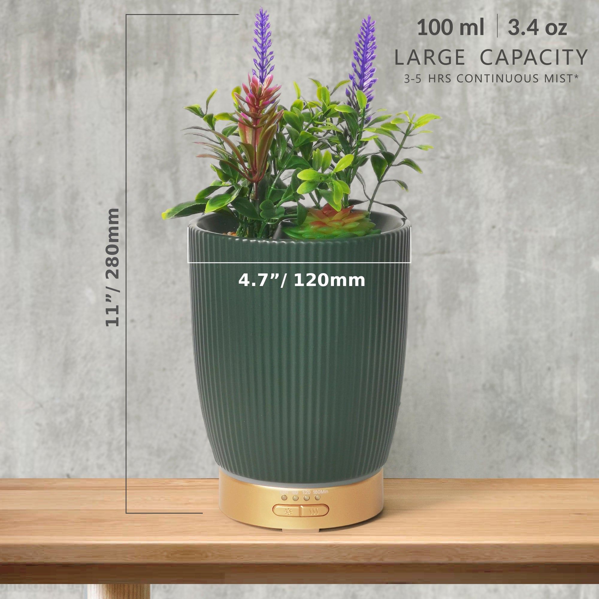 Earnest Living Essential Oil Diffuser Ceramic Artificial Succulent Plants Potted Diffuser 100 ml for Lavender Essential Oils Timers Night Lights and Auto Off Humidifier Aromatherapy Diffusers for Gift